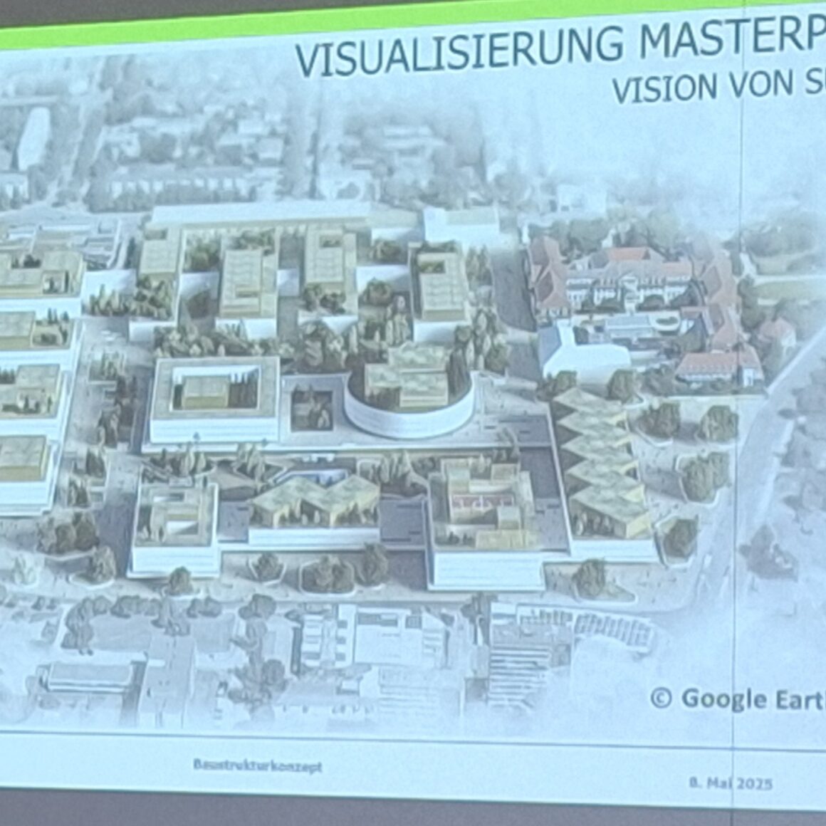 Karte der geplanten Gebäude für das Baustrukturkonzept der Medizinischen Universität Lausitz Carl Thim